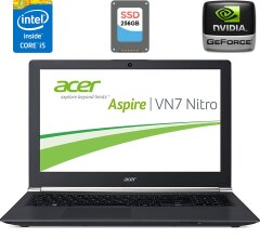 Ноутбук Б-класс Acer Aspire V Nitro VN7-571G-56BR / 15.6" (1920x1080) IPS / Intel Core i5-5200U (2 (4) ядра по 2.2 - 2.7 GHz) / 8 GB DDR3 / 256 GB SSD / nVidia GeForce 940M, 2 GB DDR3, 64-bit / WebCam / HDMI