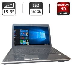 Ноутбук Б-клас HP Pavilion dv6-1120er / 15.6" (1366x768) TN / AMD Turion X2 RM-75 (2 ядра по 2.2 GHz) / 4 GB DDR2 / 180 GB SSD / AMD Radeon HD 4530, 512 MB GDDR3, 64-bit / WebCam / DVD-ROM / АКБ не тримає