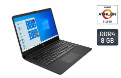 Ноутбук HP 14-dk1003dx / 14" (1366x768) TN / AMD Athlon Silver 3050U (2 ядра по 2.3 - 3.2 GHz) / 8 GB DDR4 / 256 GB SSD / AMD Radeon RX Vega 2 / WebCam / Windows 10