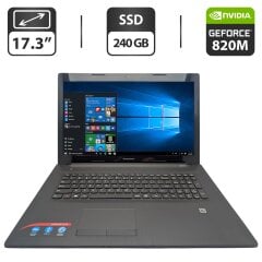 Ноутбук Lenovo G70-70 / 17.3" (1600x900) TN / Intel Pentium 3558U (2 ядра по 1.7 GHz) / 8 GB DDR3 / 240 GB SSD / nVidia GeForce 820M, 2 GB GDDR3, 64-bit / WebCam / DVD-ROM