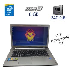 Ноутбук Lenovo Ideapad Z710 / 17.3" (1920х1080) TN / Intel Core i7-4700MQ (4 (8) ядра по 2.4 - 3.4 GHz) / 8 GB DDR3 / 240 GB SSD / WebCam / DVD-RW / USB 3.0 / HDMI