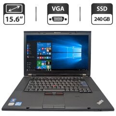 Ноутбук Lenovo ThinkPad T520 / 15.6" (1366x768) TN / Intel Core i5-2520M (2 (4) ядра по 2.5 - 3.2 GHz) / 6 GB DDR3 / 240 GB SSD / Intel HD Graphics 3000 / WebCam / DVD-ROM