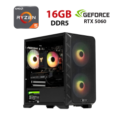 Новый игровой ПК STALKER FLOW_FBNU3 Tower / AMD Ryzen 5 8400F (6 (12) ядер по 4.2 - 4.7 GHz) / 16 GB DDR5 / 960 GB SSD / nVidia GeForce RTX 5060, 8 GB GDDR7, 128-bit
