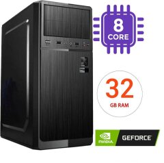 Компьютер X79 Tower NEW / Intel Xeon E5-2689 (8 (16) ядер по 2.6-3.6 GHz) (аналог Core i7-7700K) / 32 GB DDR3 ECC / 240 GB SSD / nVidia GeForce GT 630 2 GB / 400W NEW