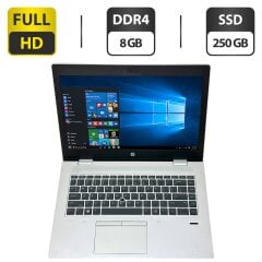 Ультрабук Б-клас HP ProBook 645 G4 / 14" (1920x1080) IPS / AMD Ryzen 7 Pro 2700U (4 (8) ядра по 2.2 - 3.8 GHz) / 8 GB DDR4 / 250 GB SSD / AMD Radeon Vega 10 Graphics / WebCam / Windows 10 Pro