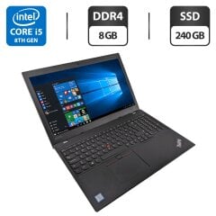 Ультрабук Lenovo ThinkPad T590 / 15.6" (1920x1080) IPS / Intel Core i5-8265U (4 (8) ядра по 1.6 - 3.9 GHz) / 8 GB DDR4 / 240 GB SSD / Intel UHD Graphics / WebCam